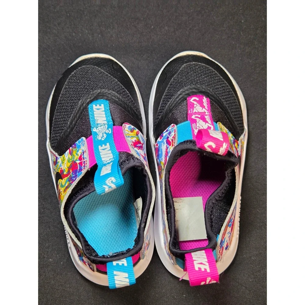 Nike Flex Runner Toddler Girls Floral Black Multi Color Shoes CW1601-001 8C
